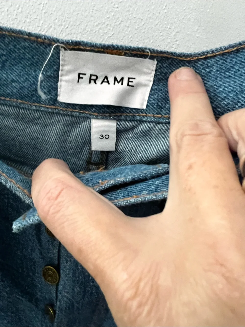 Frame Denim Two-Tone Blue High-Rise Wide-Leg Jeans